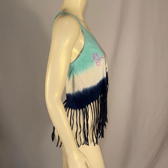 Retro Tie Dye St Pete Beach Fringe Crop Top Tank SIZE Large - Picture 4 of 9